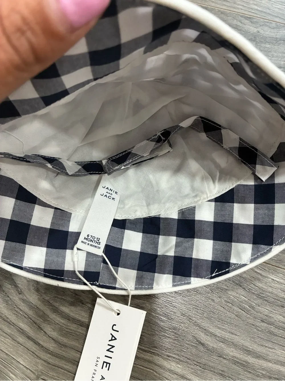 Janie and Jack Navy and White Gingham Bucket Hat